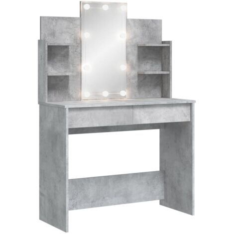 Coiffeuse avec lumières LED gris béton 96x40x142