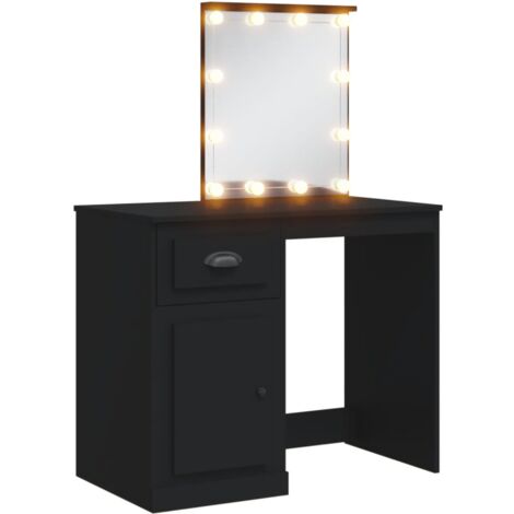Coiffeuse avec lumières LED noir 90x42x132,5