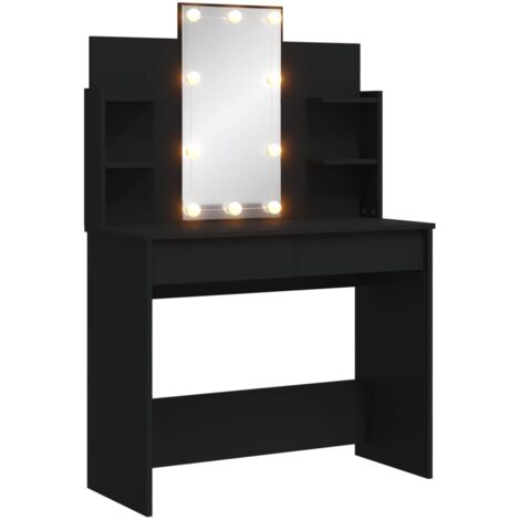 Coiffeuse avec lumières LED noir 96x40x142