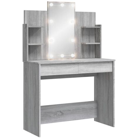 Coiffeuse avec lumières LED sonoma gris 96x40x142