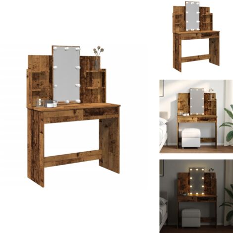 Coiffeuse avec lumières LED vieux bois 96x40x142 cm - Coiffeuse - Coiffeuses - Table De Maquillage - Coiffeuse De Maquillage