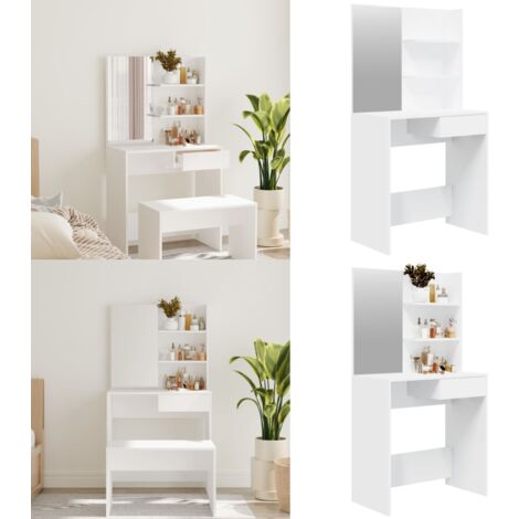 Coiffeuse avec miroir Blanc 74,5x40x141 cm - coiffeuse -  coiffeuses - Home & Living