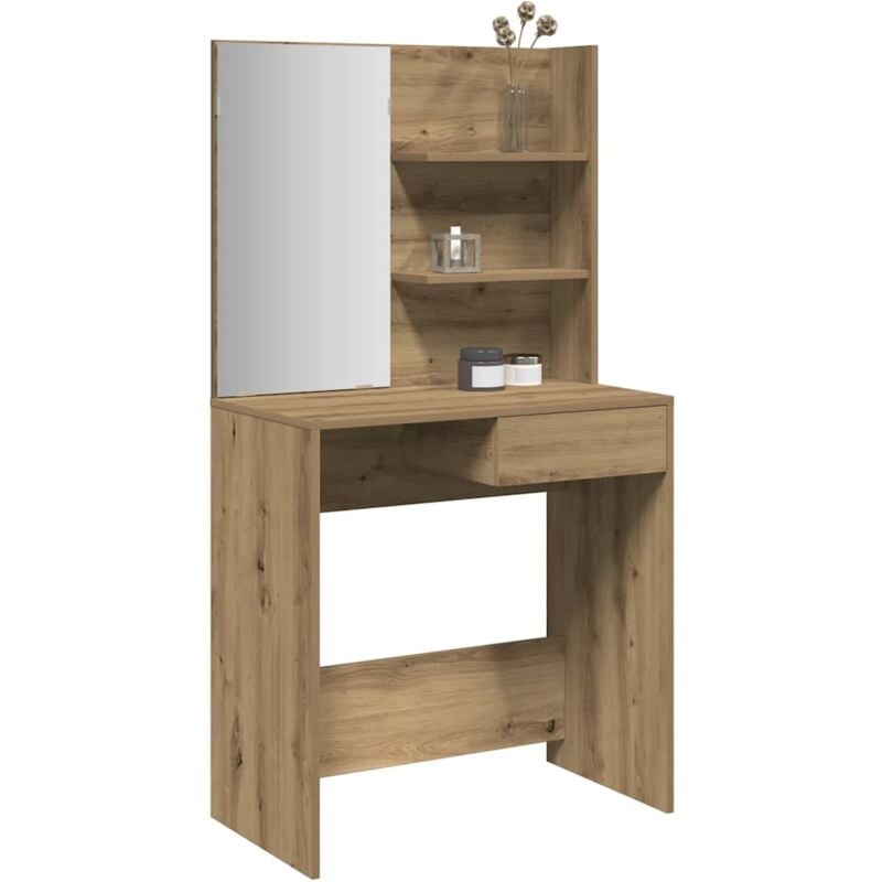 Vidaxl - Coiffeuse avec miroir chêne artisanal 74,5x40x141 cm
