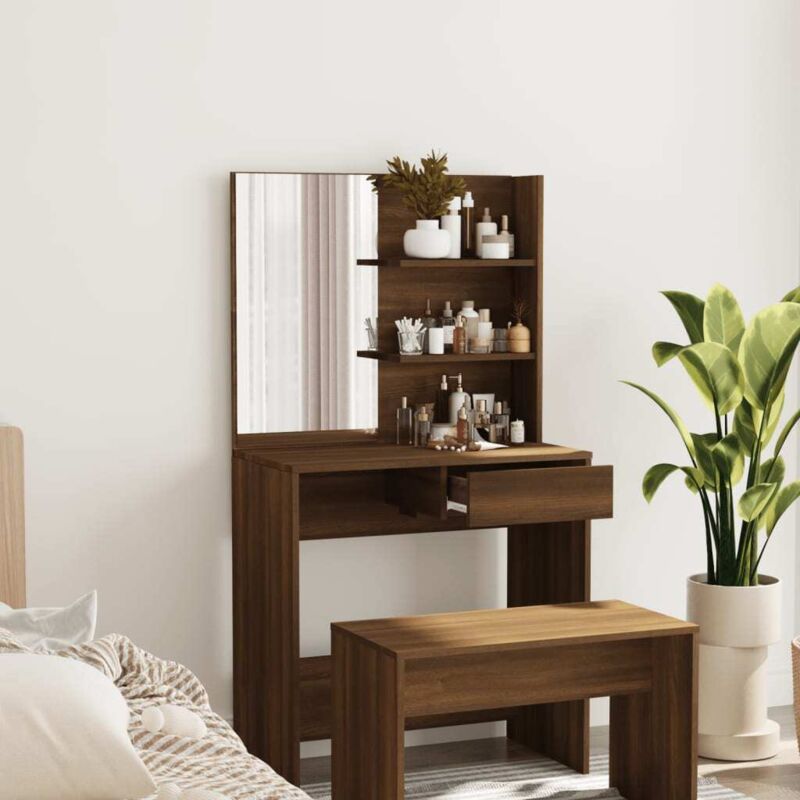 Coiffeuse avec miroir Chêne marron 74,5x40x141 cm Vidaxl