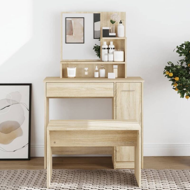 Coiffeuse avec miroir chêne sonoma 86,5x35x136 cm Vidaxl