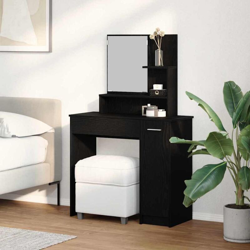 Table de Toilette avec tiroir Chêne noir 86,5 x 35 x 136 cm vidaXL