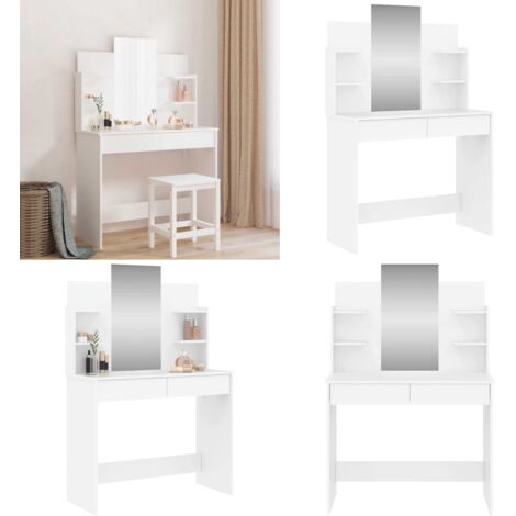 Coiffeuse avec miroir blanc 96x39x142 cm - Coiffeuse - Meuble Salle De Bain - Vanity - Table De Maquillage - Miroir - Home & Living