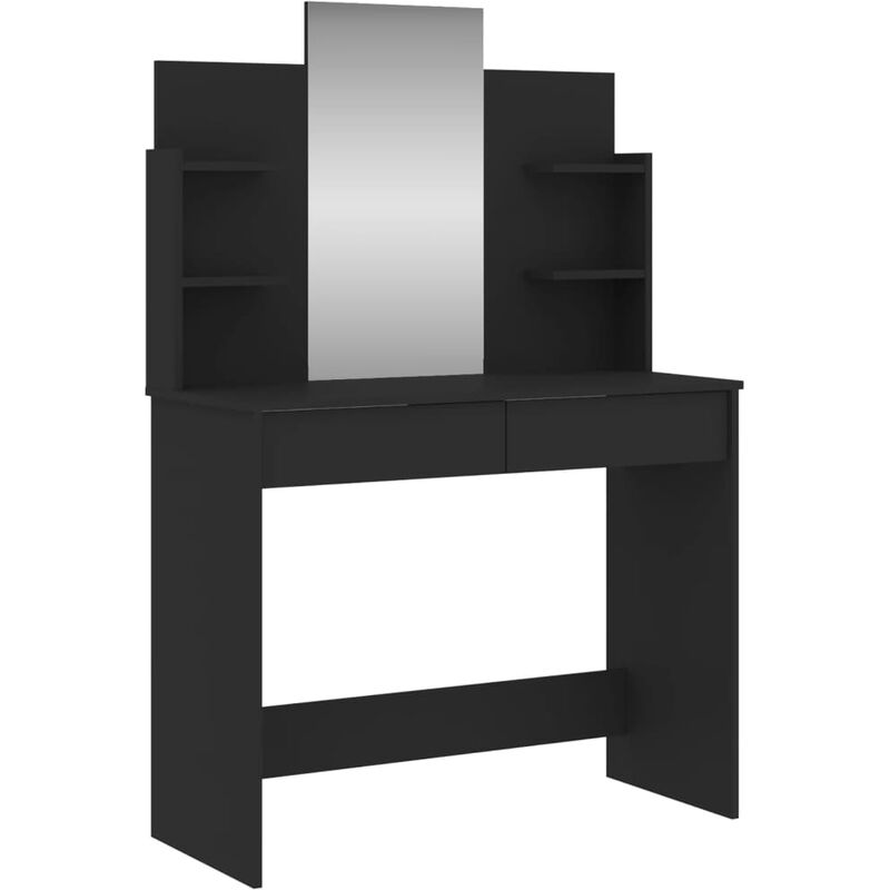 Coiffeuse avec miroir noir 96x39x142 cm Vidaxl