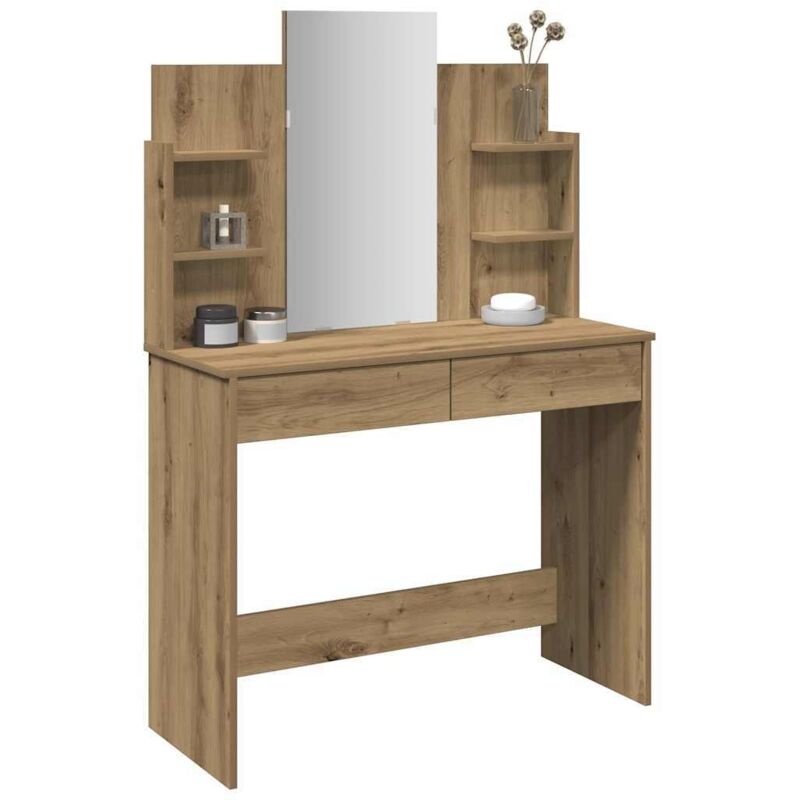 Coiffeuse avec miroir chêne artisanal 96x39x142 cm - Vidaxl