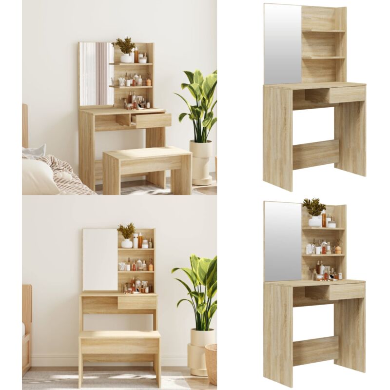 Coiffeuse avec miroir Chêne sonoma 74,5x40x141 cm - coiffeuse - coiffeuses - Home & Living - Brun