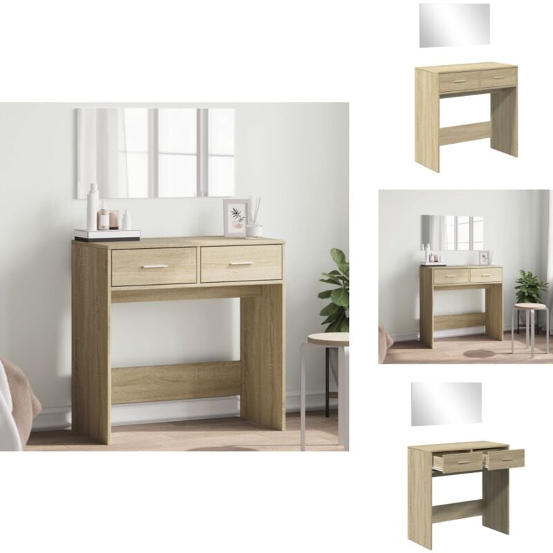 Vidaxl - Coiffeuse avec miroir chêne sonoma 80x39x80 cm - Coiffeuse - Meuble De Salle De Bain - Table De Maquillage - Miroir - Rangement