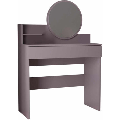Coiffeuse avec miroir en bois "Harmony Mini Round" - 90 x 40 x 133 cm - Violet