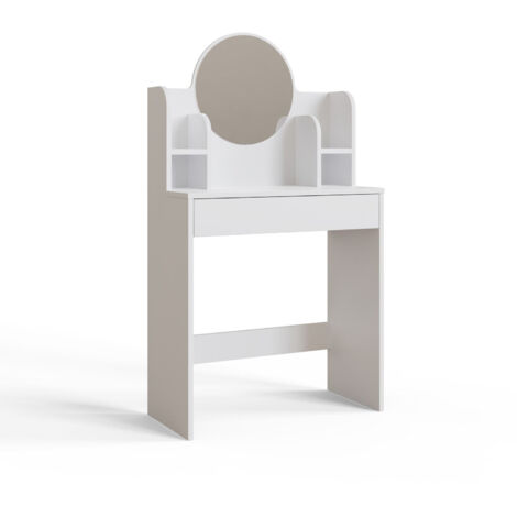 Coiffeuse avec miroir en bois "Idis" - 75 x 35 x 135 cm - Blanc