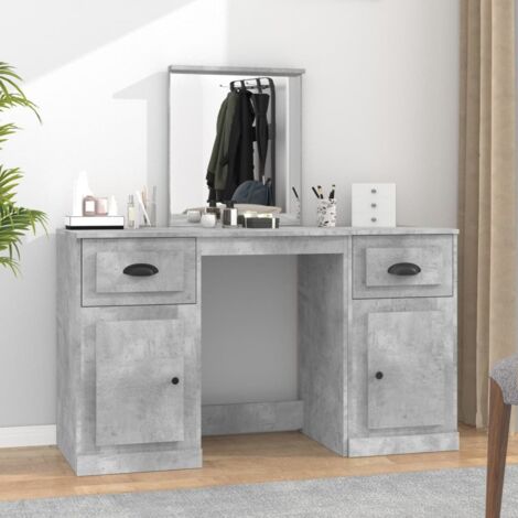 Coiffeuse avec miroir gris béton 130x50x132,5 cm vidaXL