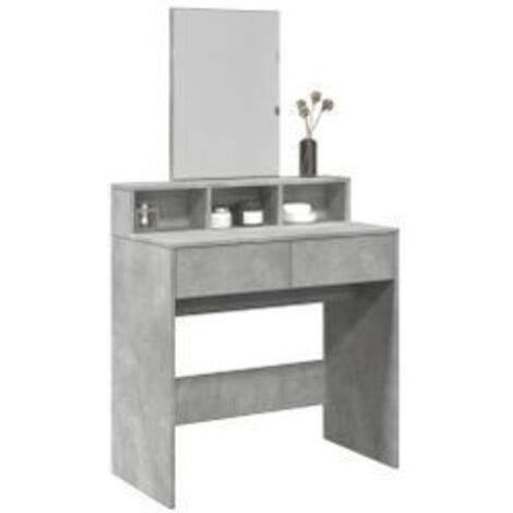 Coiffeuse avec miroir gris béton 80x41x144,5