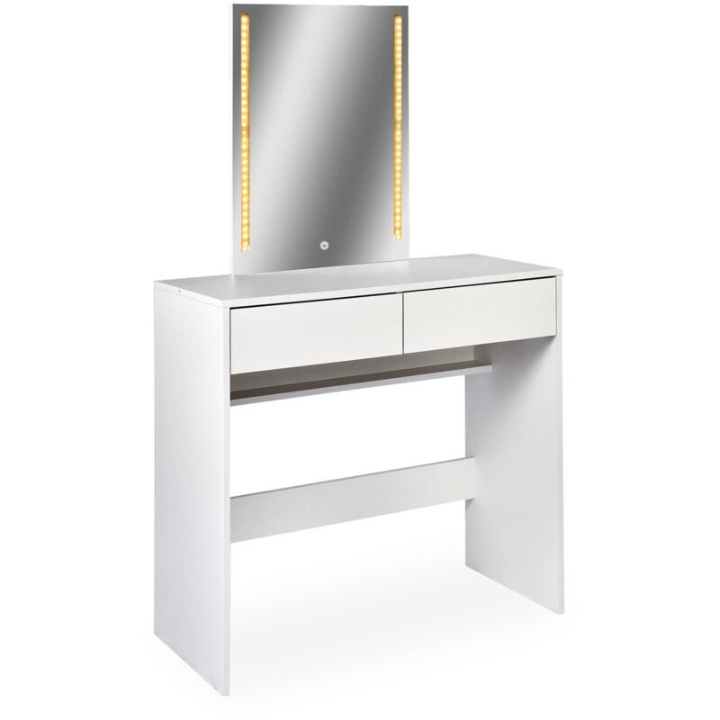 Menzzo - Coiffeuse avec miroir led Talisma L80cm Blanc