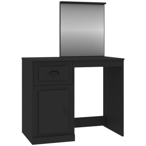 Coiffeuse avec miroir noir 90x50x132,5 cm bois d'ingénierie vidaXL