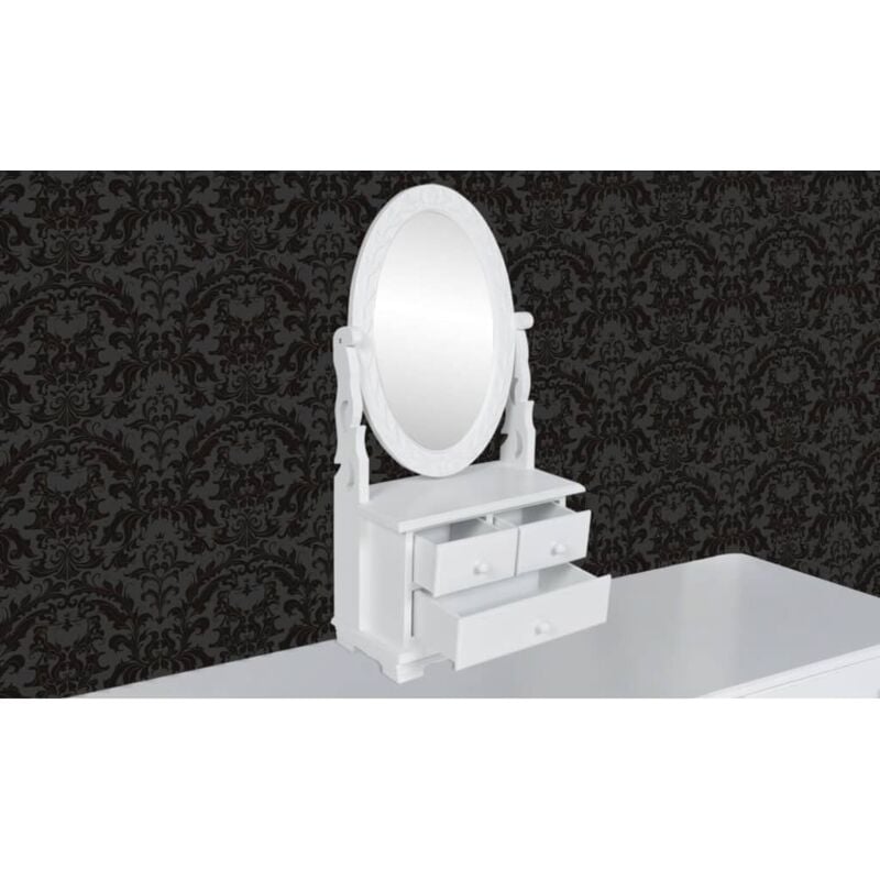 Hommoo - inlife Coiffeuse avec miroir pivotant ovale mdf