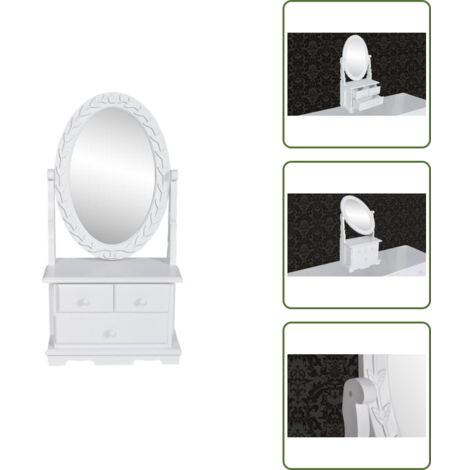 Coiffeuse avec miroir pivotant ovale MDF - Table De Toilette - Coiffeuse - Vanity Table - Miroir Pivotant - Commode