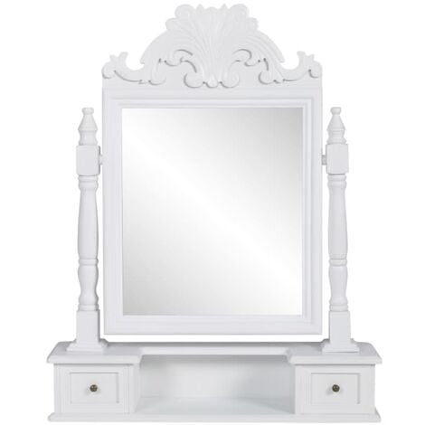 Coiffeuse avec miroir pivotant rectangulaire MDF   - Blanc