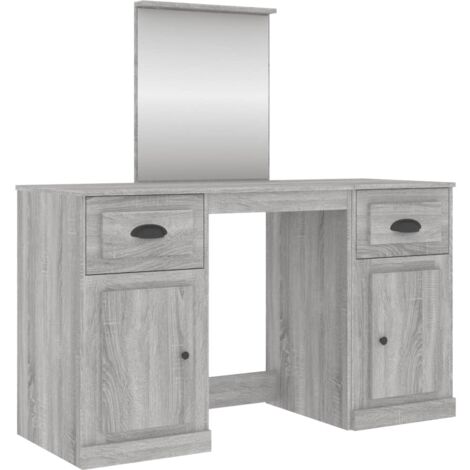 Coiffeuse avec miroir sonoma gris 130x50x132,5
