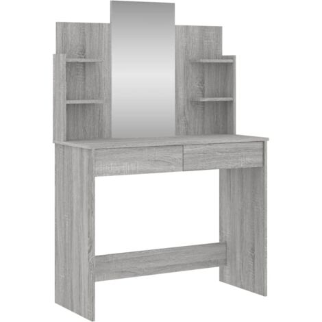 Coiffeuse avec miroir sonoma gris 96x39x142