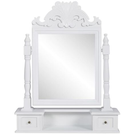 Coiffeuse avec miroir  Table de maquillage  Coiffeuse Maquillage pivotant rectangulaire MDF DNBD47695