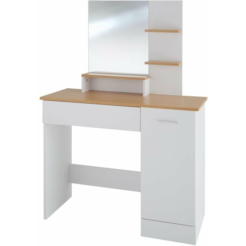 Coiffeuse avec miroir tiroir table de maquillage élégante moderne 137,5 cm blanche