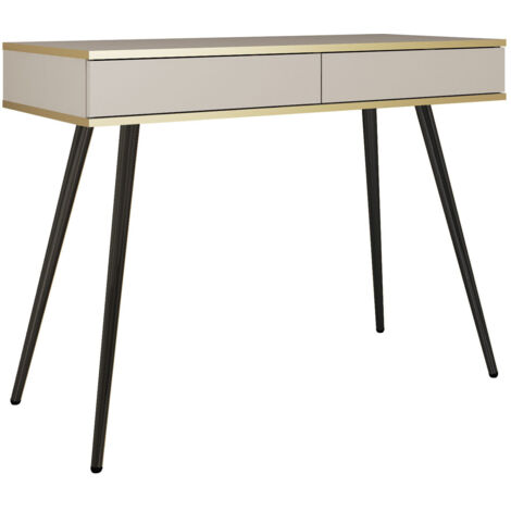 Coiffeuse, Beige, pieds Noirs, 102 × 79 × 50 cm