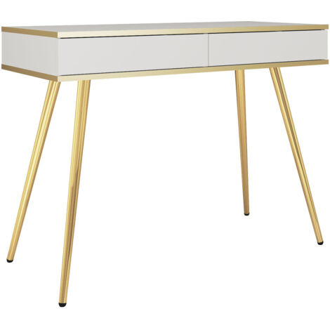 Coiffeuse, Blanc, pieds dorés, 102 × 79 × 50 cm