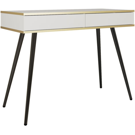 Coiffeuse, Blanc, pieds Noirs, 102 × 79 × 50 cm