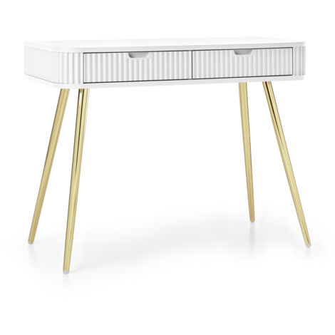 Coiffeuse : Blanc, pieds or, 103 × 80 × 49 cm