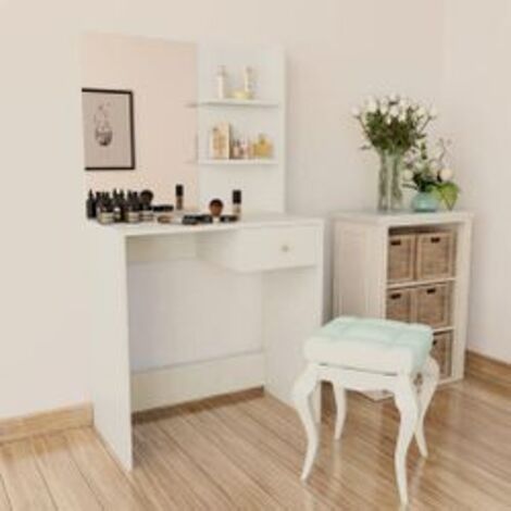 Coiffeuse Bois d’ingénierie 75x40x141 Blanc