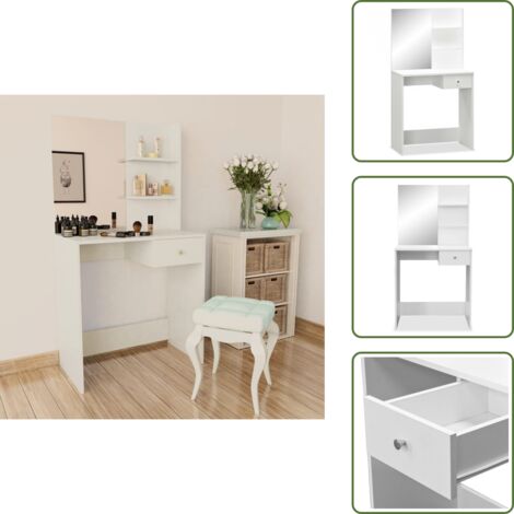 Coiffeuse Bois d’ingénierie 75x40x141 cm Blanc - Coiffeuse - Meuble De Salle De Bain - Table De Maquillage - Vanity - Commode
