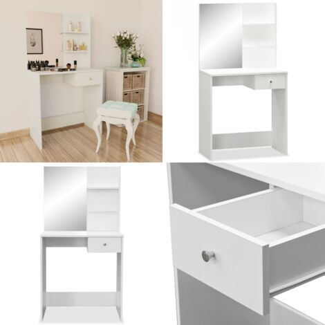 Coiffeuse Bois d’ingénierie 75x40x141 cm Blanc - Coiffeuse - Meuble De Salle De Bain - Table De Maquillage - Vanity - Commode - Home & Living