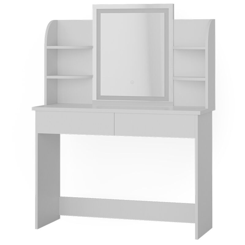 Vicco - Coiffeuse Charlotte, Blanc, 106 cm avec miroir led