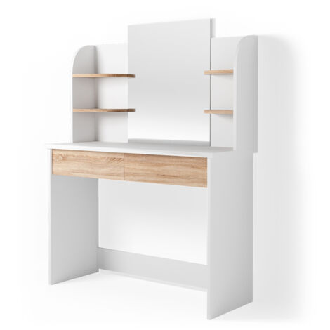 Coiffeuse „Charlotte“ Blanc/Chêne clair avec éclairage LED Vicco