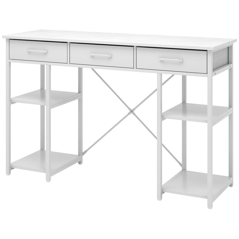 Coiffeuse Chino, Blanc, 120 cm avec 3 tiroirs, Vicco