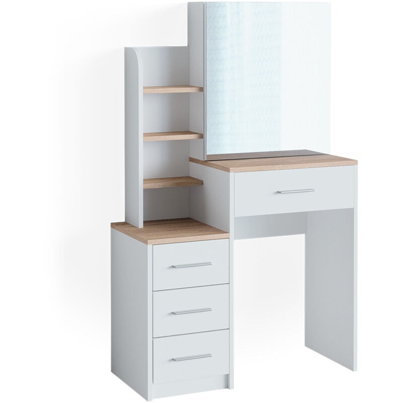 Coiffeuse Conrada, Blanc/Sonoma, 80 cm Vicco