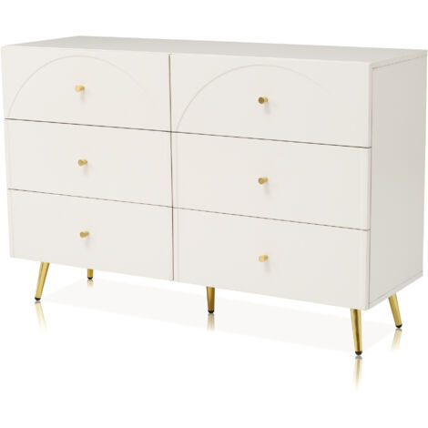 Coiffeuse Console Blanche Crème 100x45x76.5cm avec 2 Tiroirs, Commode Bureau Chambre