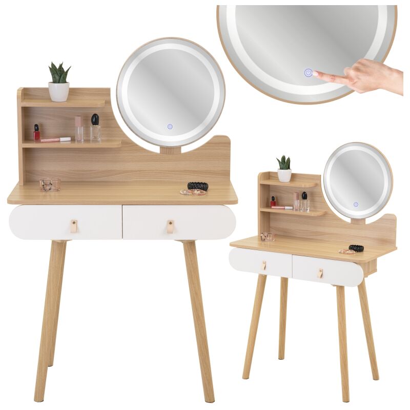 Coiffeuse cosmétique avec miroir LED