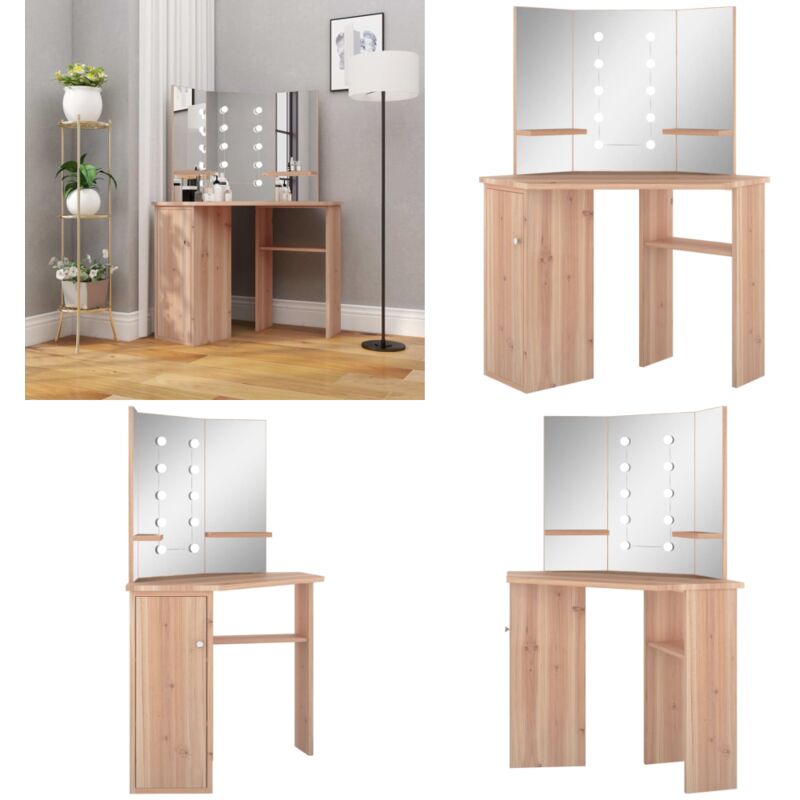 Vidaxl - Coiffeuse d'angle avec led Chêne 111x54x141,5 cm - Coiffeuse - Meuble De Salle De Bain - Commode - Dressing - Miroir - Home & Living