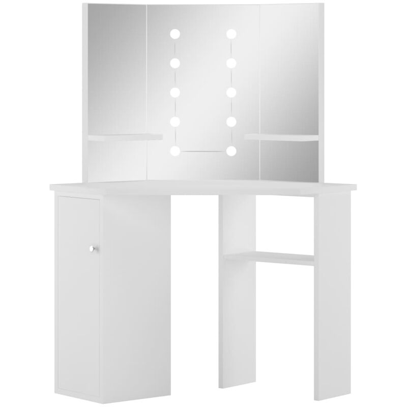 Vidaxl - Coiffeuse d'angle table de maquillage lumière led Blanc clair