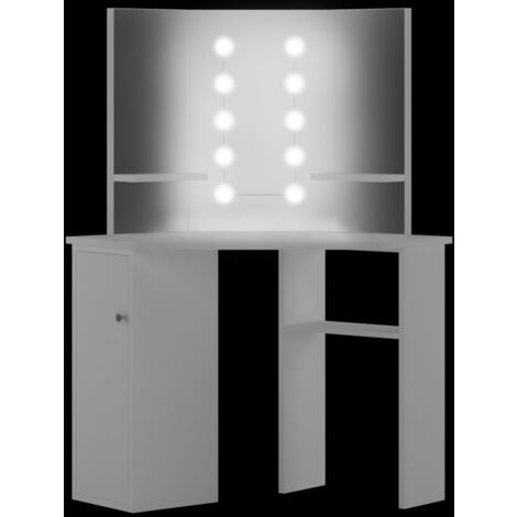 Coiffeuse d'angle avec lumière LED Blanc
