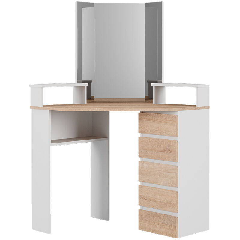 Coiffeuse Tilda, Blanc/Sonoma, 113.3 cm Vicco