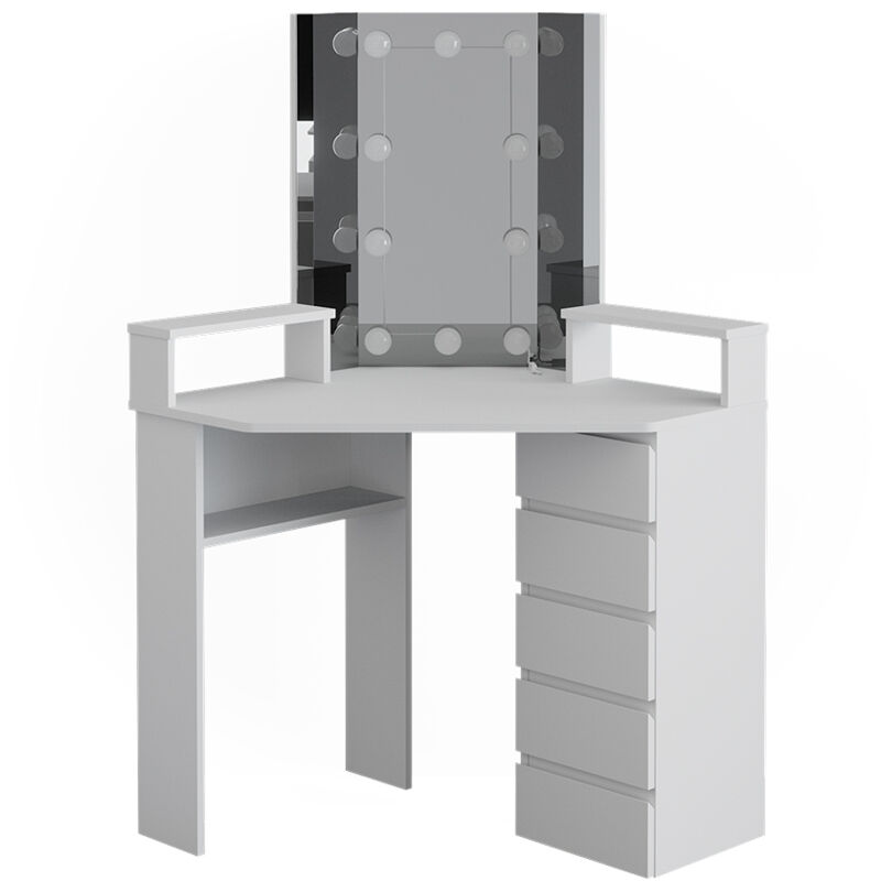 Vicco - Coiffeuse Tilda, Blanc, 113.3 cm avec éclairage led