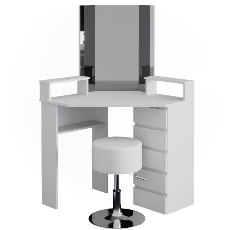 Vicco - Coiffeuse Tilda, Blanc, 113.3 cm avec tabouret