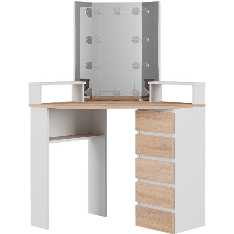 Vicco - Coiffeuse Tilda, Blanc/Sonoma, 113.3 cm avec éclairage led