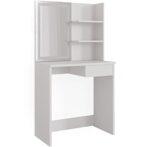 Coiffeuse Dekos 75cm blanc avec miroir LED Vicco