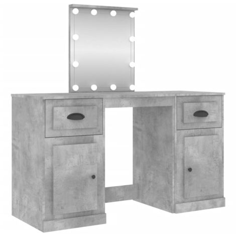 Coiffeuse design avec led 130 x 50 x 132,5 cm gris béton